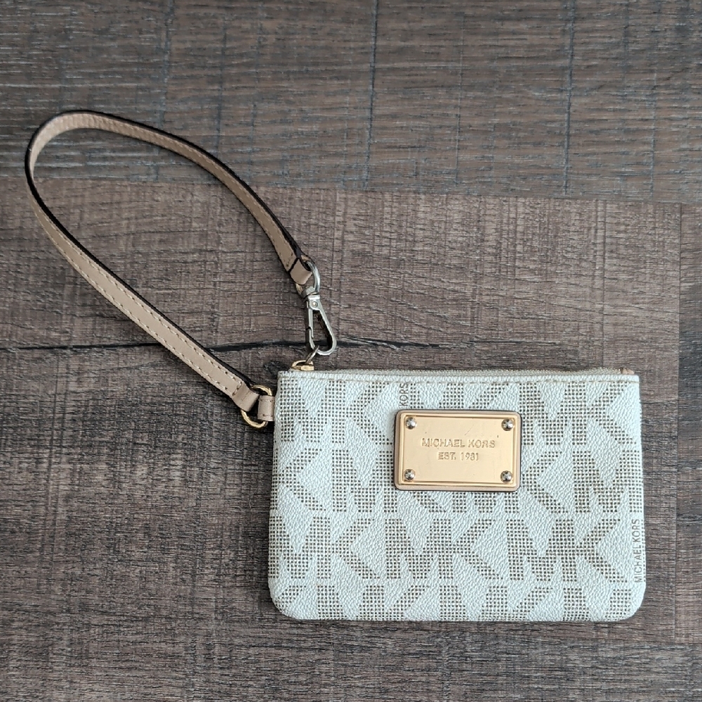 Michael Kors Monogram Cream Wristlet